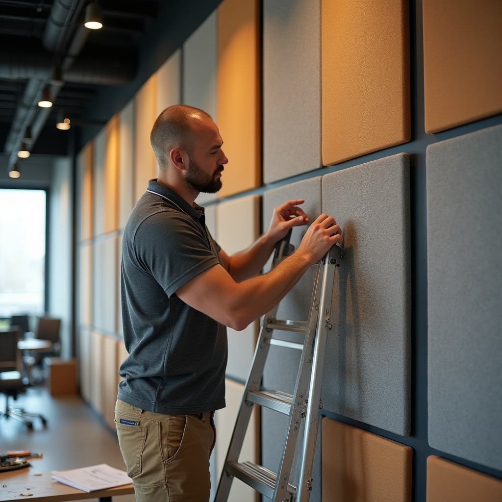 Acoustic treatment panels in office