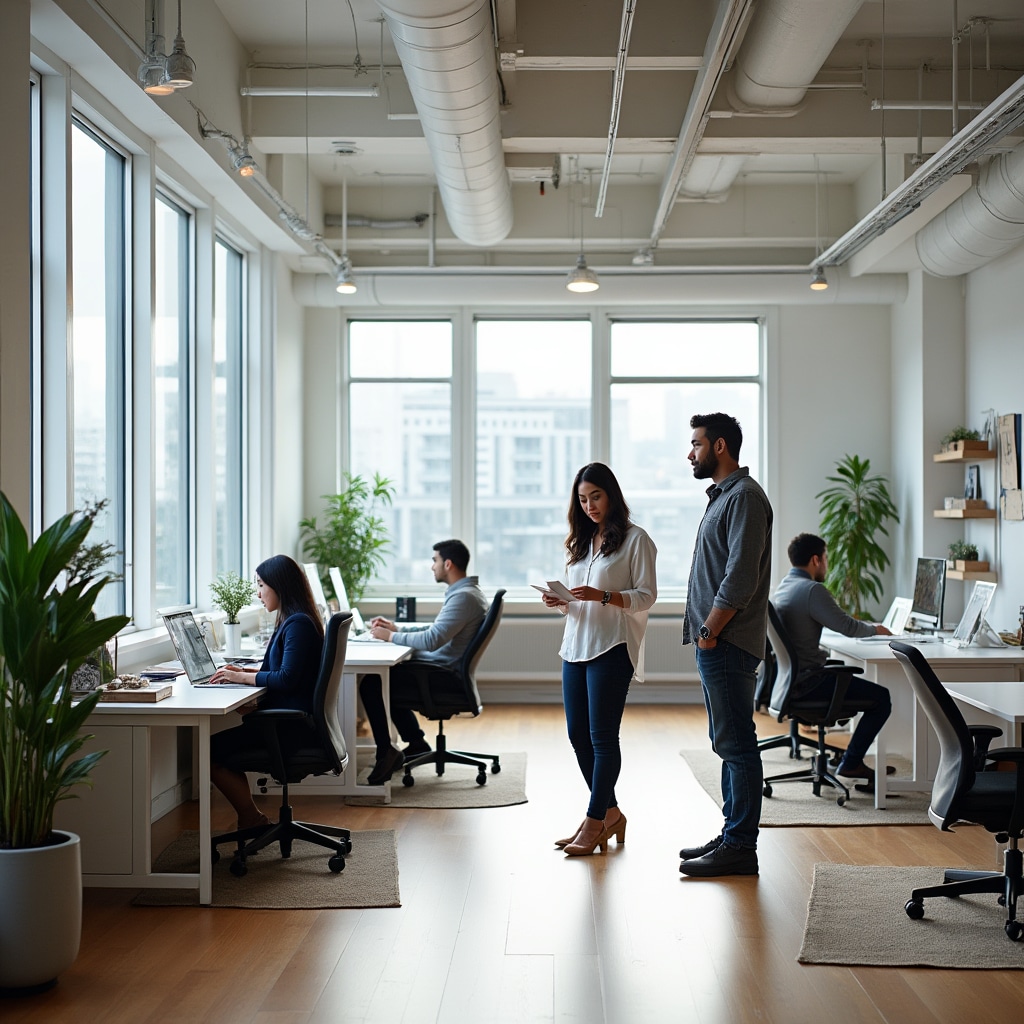 Modern coworking open space with natural light